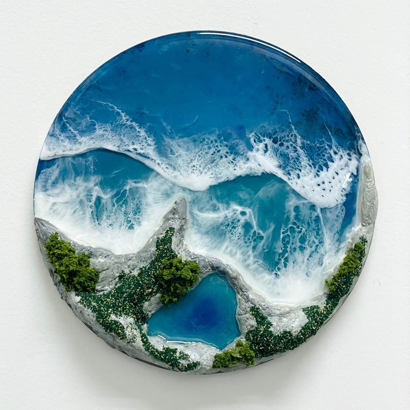 Resin ocean island decoration 15cm - Items for Display - Resin Blue