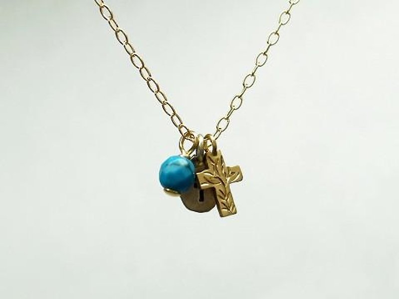 18K Gold Cross Layered Men's Handmade Necklace - สร้อยคอ - เครื่องประดับ สีทอง