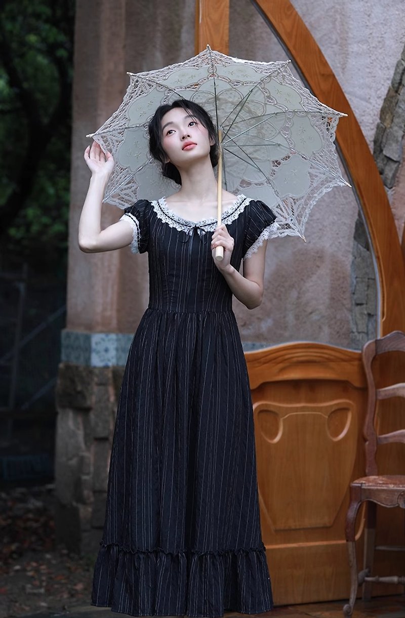 Naiji II medieval retro lace dress - ชุดเดรส - วัสดุอื่นๆ สีดำ