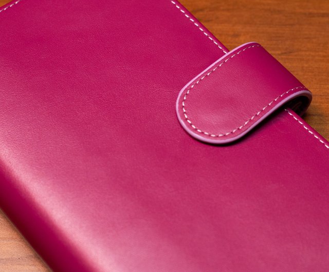 A6 Lizard Leather Binder Wallet Pink