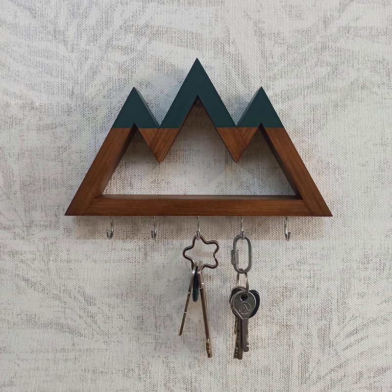 Wall key holder mountains with three tops, wooden key rack, key hooks for wall - Other Furniture - Wood 