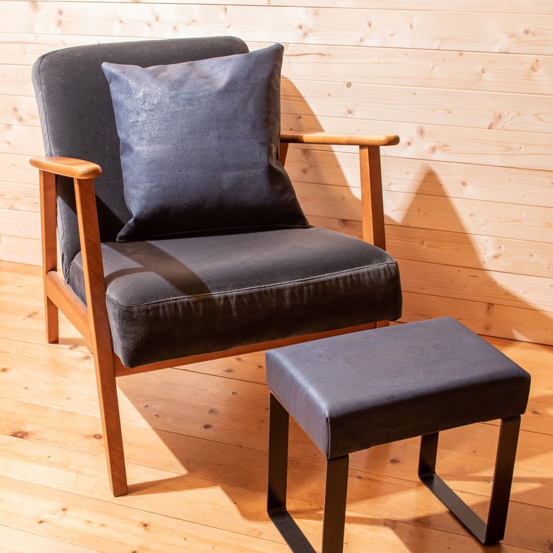 軟木皮革腳凳與抱枕套 (Navy) - 椅子/沙發 - 環保材質 藍色