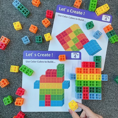 GiSCOO／Fun Learning STEAM Toy Set Giscoo STEAM 益智教具組 ─ 麥斯小方塊 | 20張全英文雙面圖卡