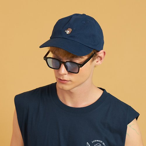 underlinebagsandmore Otter head embroidery navy cotton cap / Daily use