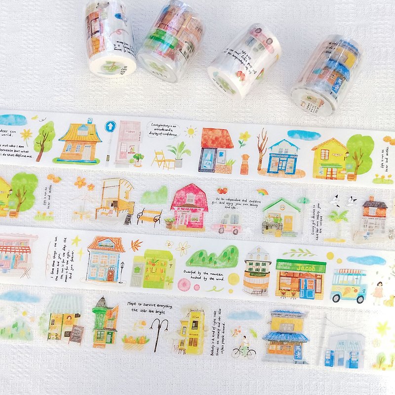 【Tape】My Street PET Japanese Tape Notebook with 9-meter roll - Washi Tape - Paper Multicolor