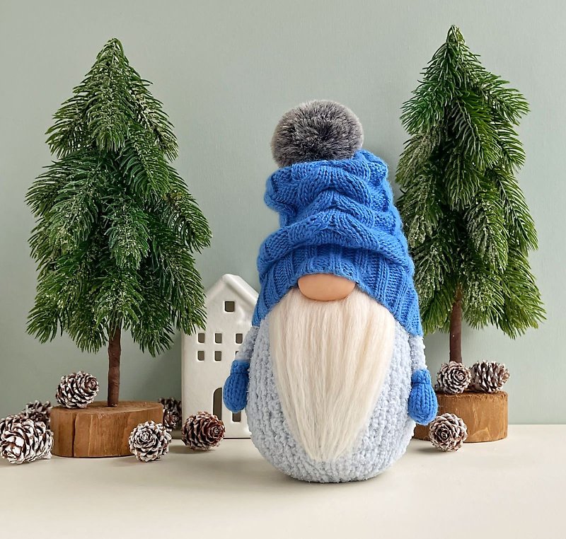 冬の家の装飾、帽子をかぶったクリスマスのノーム、Hygge の装飾 - 人形・フィギュア - ウール ピンク