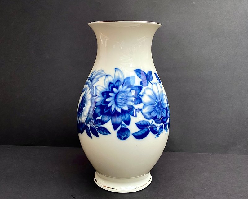 Vase Ivory White Porcelain Vase KPM BAVARIA German Porcelain - Posters - Porcelain Blue