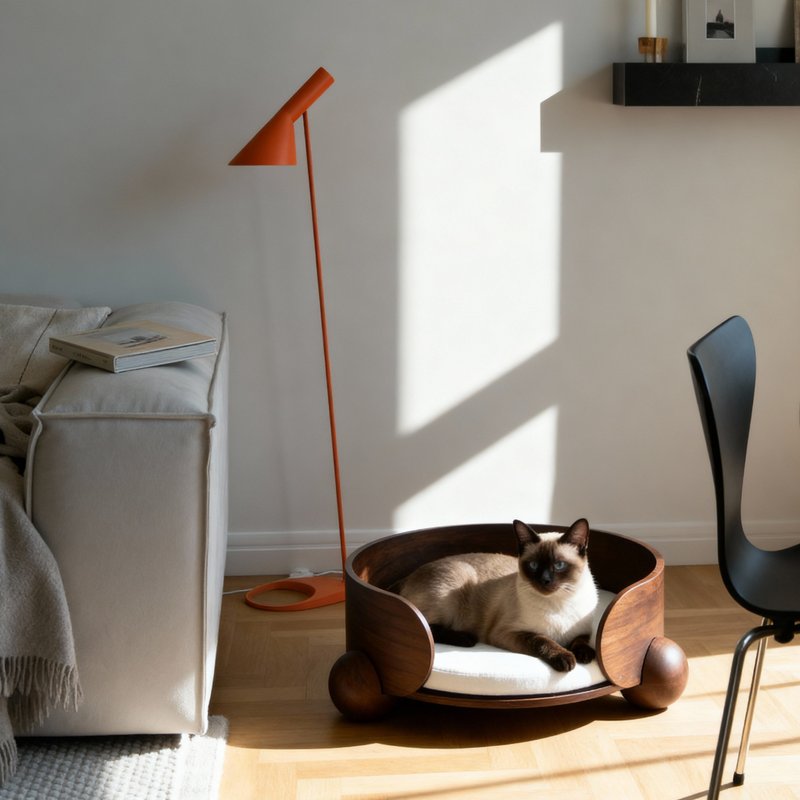 【抱抱窩】讓毛孩在溫柔的懷抱中沉睡 - 寵物床 - 木頭 咖啡色