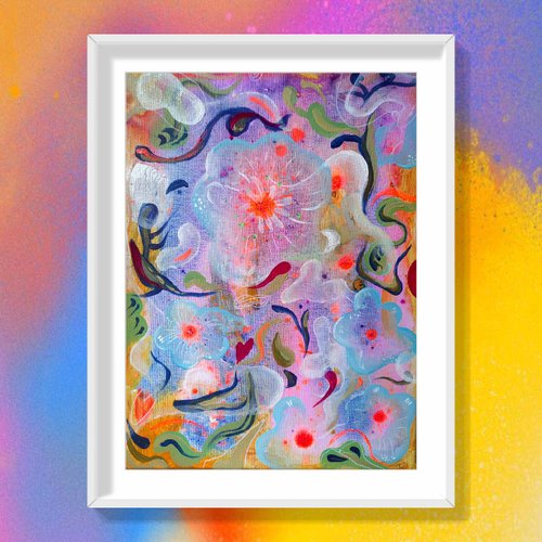 多彩なアクリル抽象画 アクリル抽象画「雨あがり」 | art unit mikka