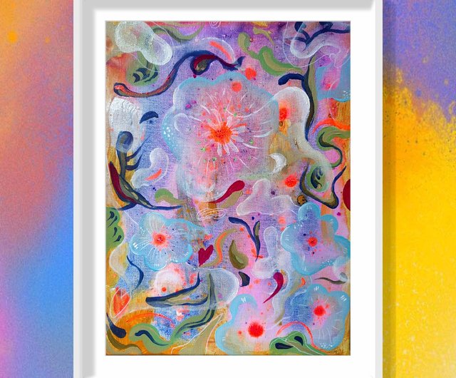 油絵を手で描いた、軽くて豪華な装飾画、抽象的な金箔画2 抽象的なアクリル油絵装飾画バブルフラワー - ショップ