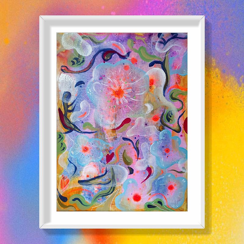 Abstract acrylic oil painting decorative painting bubble flower - โปสเตอร์ - วัสดุอื่นๆ 