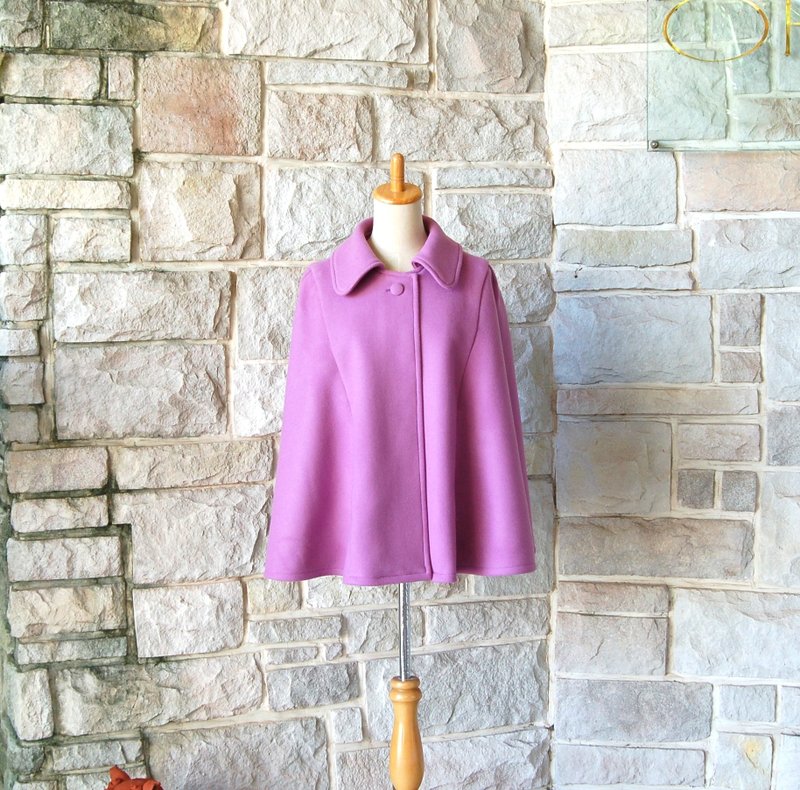 Elegant Cape Coat / Unique Color Cape / Smoky Pink Purple / Adult Pink / Wool - Women's Blazers & Trench Coats - Wool Pink