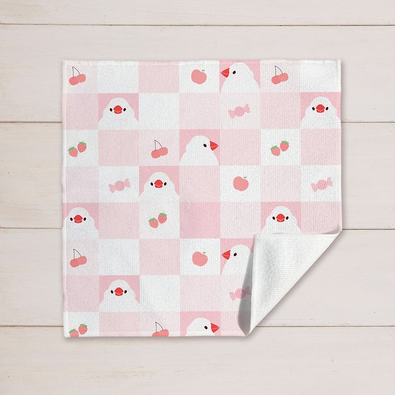 [Warm Cha Fumintori original design] Fumintori soft checkered square scarf (White Fumintori/Red Fumintori 2 styles) - ผ้าเช็ดหน้า - ผ้าฝ้าย/ผ้าลินิน 