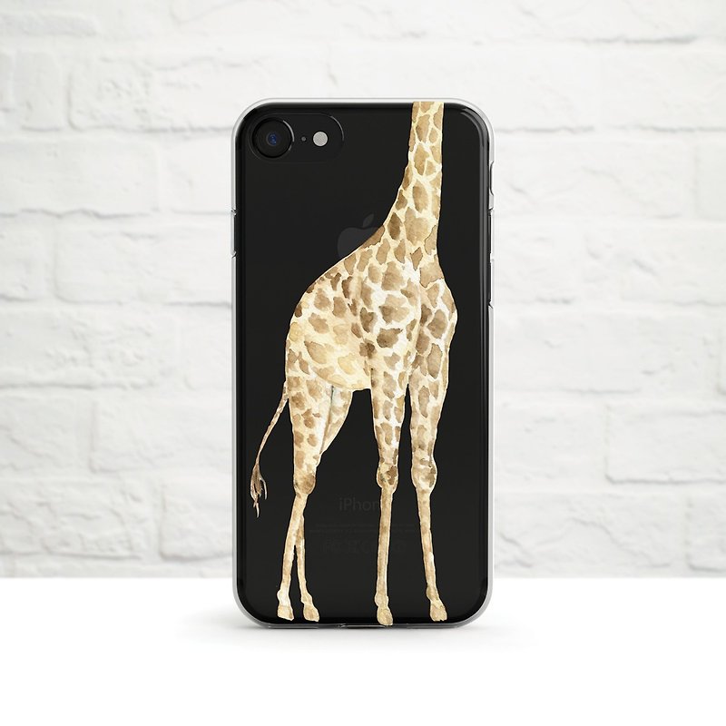 Giraffe is too Tall, Clear Soft Case, Phone 14 pro, Xr to iPhone SE/5, Samsung - เคส/ซองมือถือ - ซิลิคอน สีส้ม