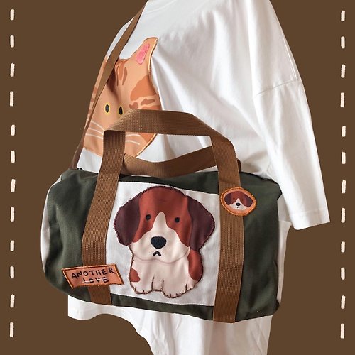 wmw-wmw-wmw striped shoulder bag beagle