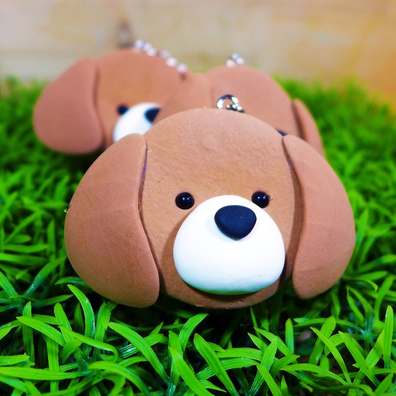 [Saturn Ring] Miguelo Key Ring | Merry Planet Series | [Saturn Ring] Pet Planet: Beagle | Light Earth. Water repellent. Can change necklace / magnet / pin - Keychains - Clay Brown