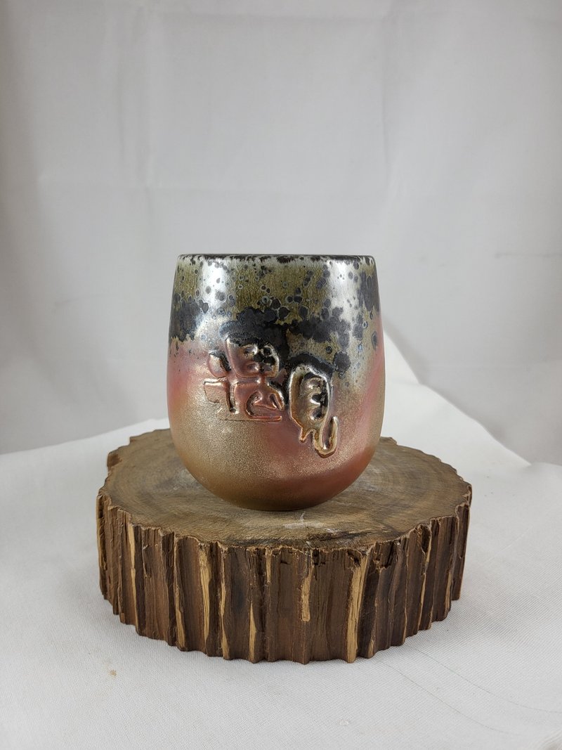 薪陶器彫刻手作りティーカップのご紹介 - 急須・ティーカップ - 陶器 ブラウン