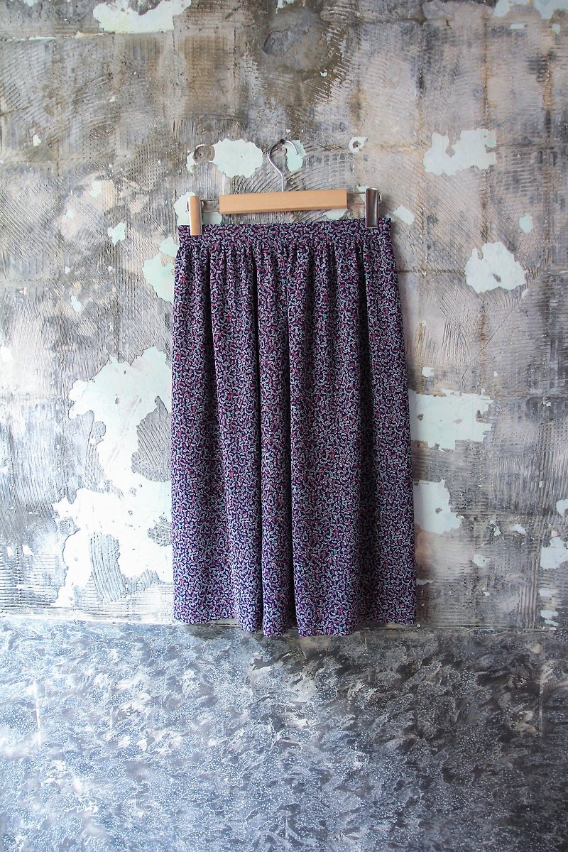 裊裊百貨公司-Vintage 紫色變形蟲花布裙 復古著 - 裙子/長裙 - 聚酯纖維 