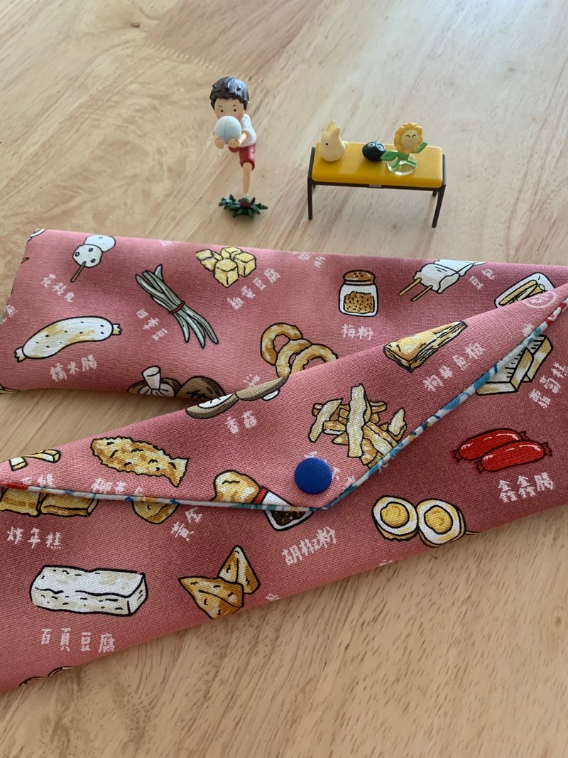 文青風環保純棉筷袋 深夜美食 浪漫粉嫩 日本 潮物 收納 手作餐具 - 居家收納/收納盒/儲物盒 - 棉．麻 粉紅色