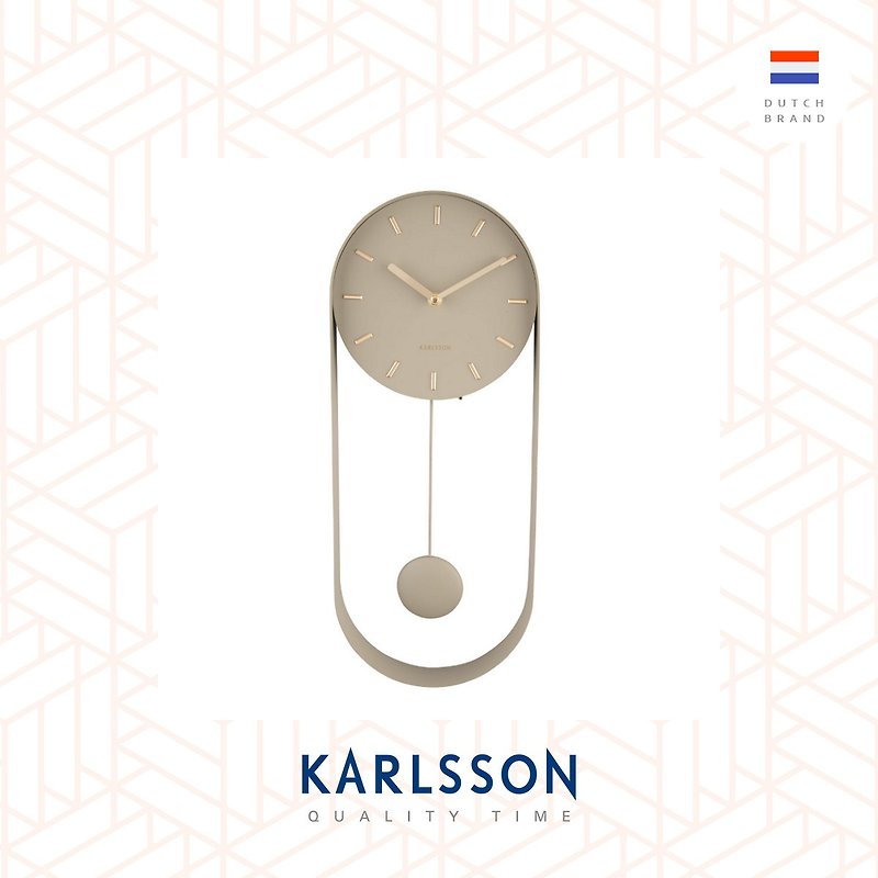 荷蘭Karlsson 50cmWall clock Pendulum Charm olive green搖擺鐘 - 時鐘/鬧鐘 - 其他金屬 卡其色
