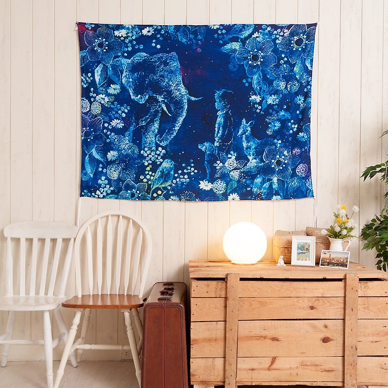 祕密花園-壁幔Wall Tapestry-牆壁裝飾掛畫 房間佈置 交換禮物 - 壁貼/牆壁裝飾 - 聚酯纖維 藍色
