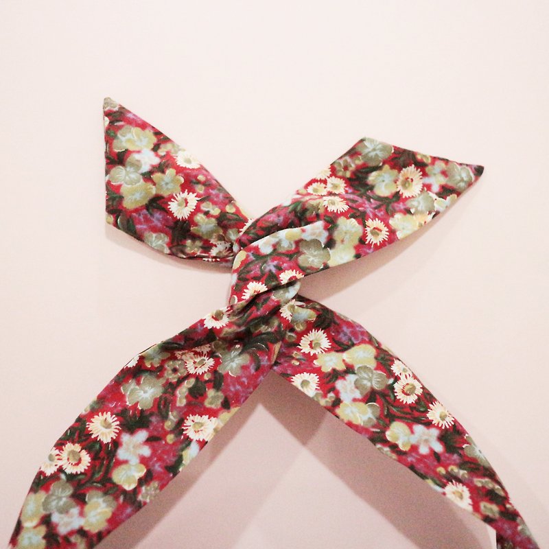 JOJA│ no time to play Wen Qing take the name: Japanese cloth handmade aluminum ribbon - เครื่องประดับผม - ผ้าฝ้าย/ผ้าลินิน สีแดง