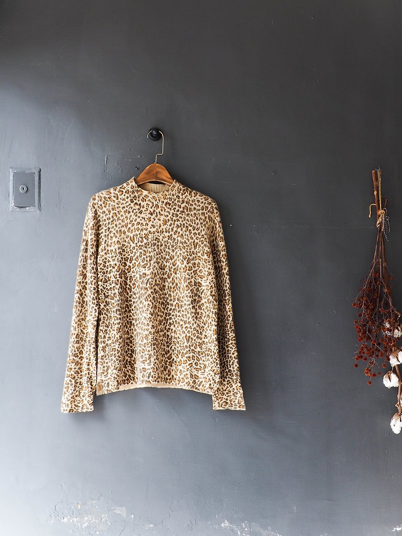 River Water Mountain - Kanagawa flower leopard rock winter antique cashmere Kashmir coat vintage sweater cashmere vintage oversize - Women's Sweaters - Wool Orange