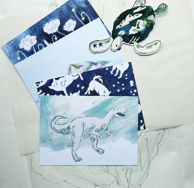 Custom Package / Postcard 4 plus a Sea Turtle - Cards & Postcards - Paper Multicolor