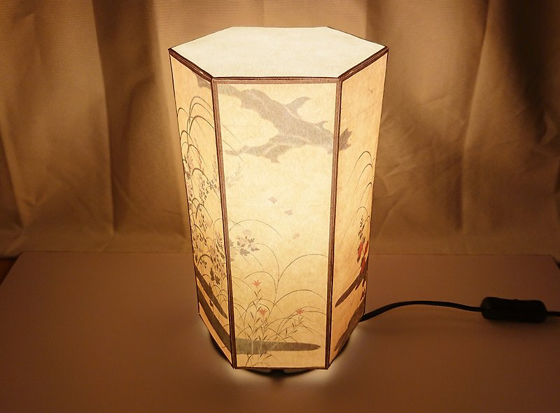 Japanese painting  Flowers and grass of the four seasons  print Table lamp shade - Lighting - Paper White