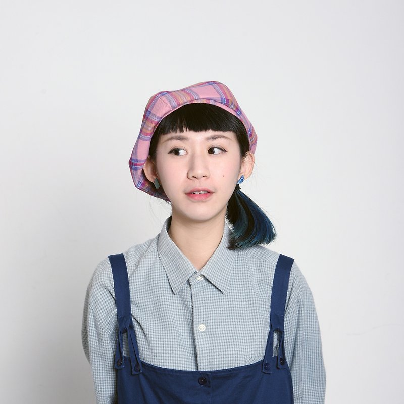 JOJA│ limited / Japanese old cloth Beilei / SM adjustable / beret / painter hat - Hats & Caps - Cotton & Hemp Pink