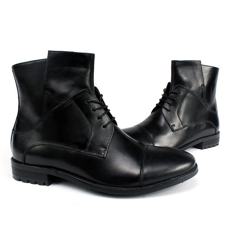 Sixlips England will be decorated with zipper boots black - Men's Boots - Genuine Leather Black