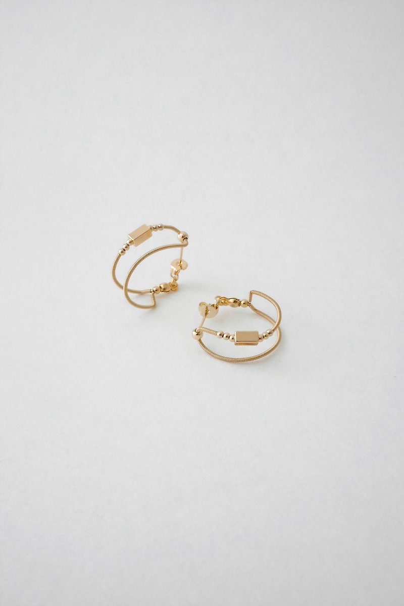 DUET double hoop earrings - Earrings & Clip-ons - Other Metals Gold