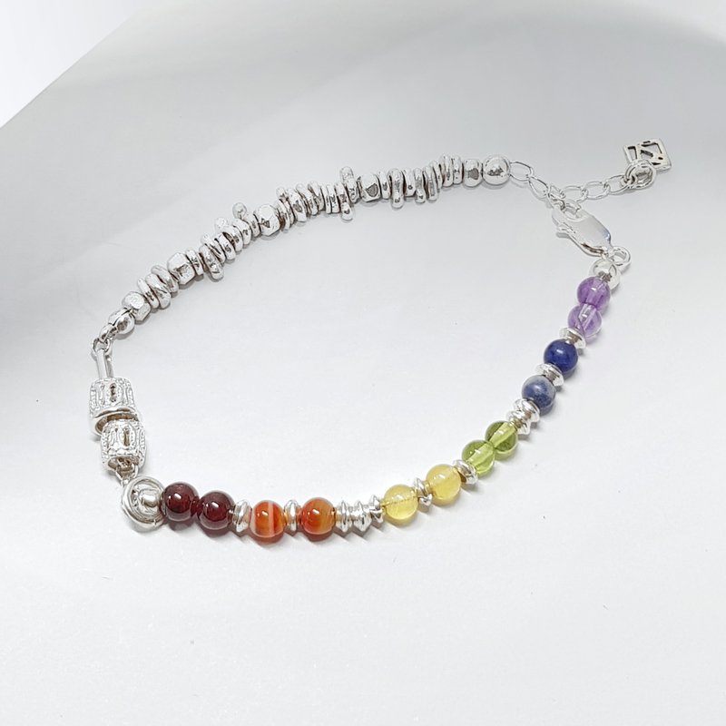 彩虹Rainbow不規則純銀手鏈 - 手鍊/手環 - 純銀 多色