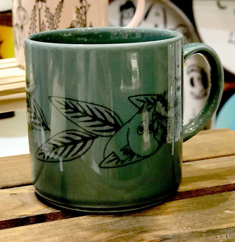 MOOMIN 噜噜米-雨林系列马克杯 (dark green) - Cups - Pottery 