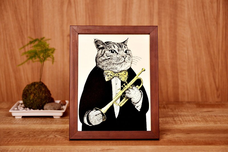 Classical Music Cat Portrait-Trumpet | Classical Music | Music Gift | Music Gift - Indie Press - Paper White