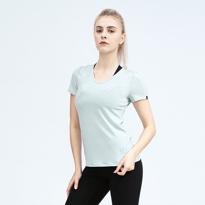 CUPRO V-NECK SEASONLESS TEE - Women's Sportswear Tops - Other Man-Made Fibers Green