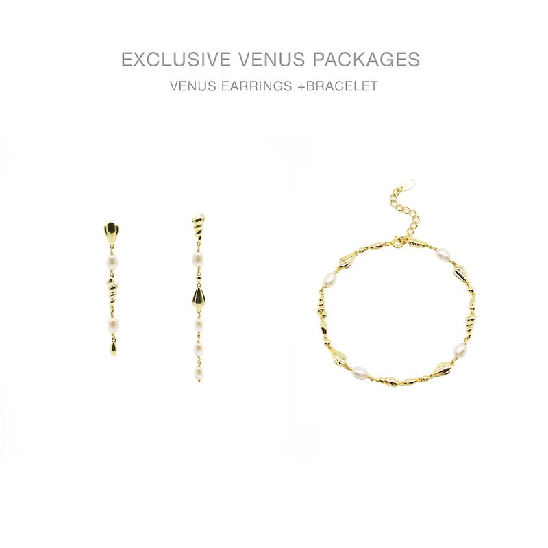 維納斯獨享限定組合B- 維納斯耳環+ 維納斯手鏈 - 耳環/耳夾 - 銀 金色