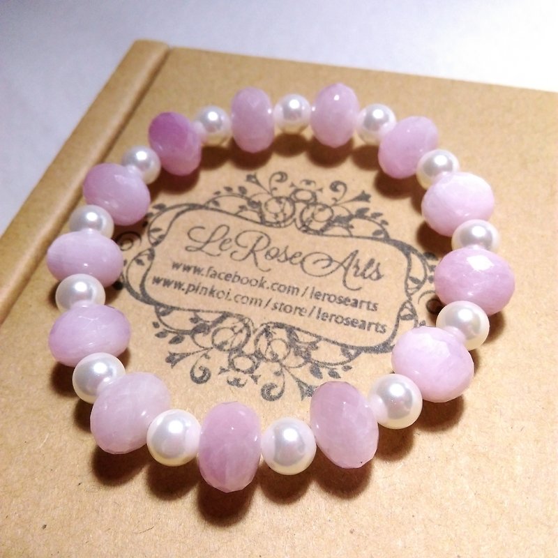 [LeRoseArts] LeRouge series - purple spodumene ore shell pearl bracelet - Bracelets - Gemstone Pink