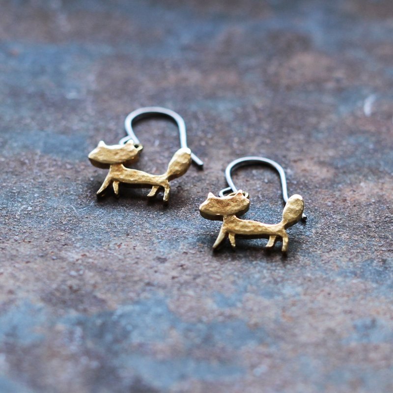 たぬねこ　ぶぉーねこ　ピアス　P432 - ピアス・イヤリング - 金属 ゴールド