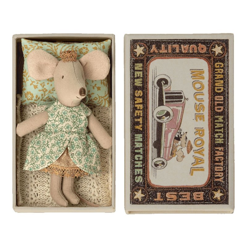 Princess mouse, Little sister in matchbox - Stuffed Dolls & Figurines - Cotton & Hemp Green