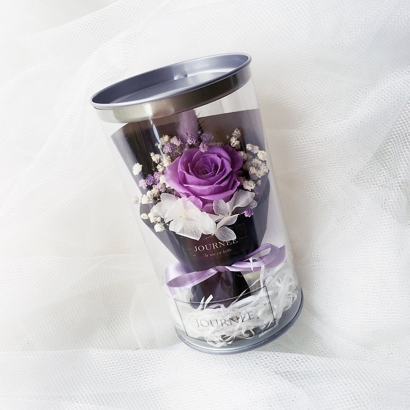 journee Elegant Purple Preserved Rose Flower Jar with Card/ Purple Rose Black Package Dry Bouquet - Dried Flowers & Bouquets - Plants & Flowers Purple