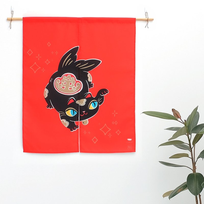 FishCat Decor curtain-black fishcat - ม่านและป้ายประตู - ไฟเบอร์อื่นๆ สีแดง