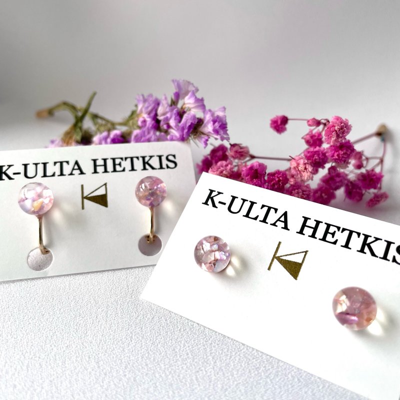 Color shell ball [pink×purple]_Pierce・Clip-On - ต่างหู - เรซิน สึชมพู