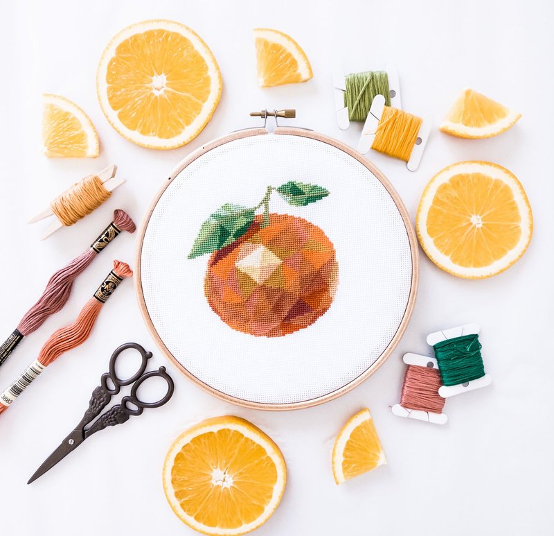 Orange Cross Stitch PDF Pattern 十字繡 - 編織/刺繡/羊毛氈/縫紉 - 其他材質 
