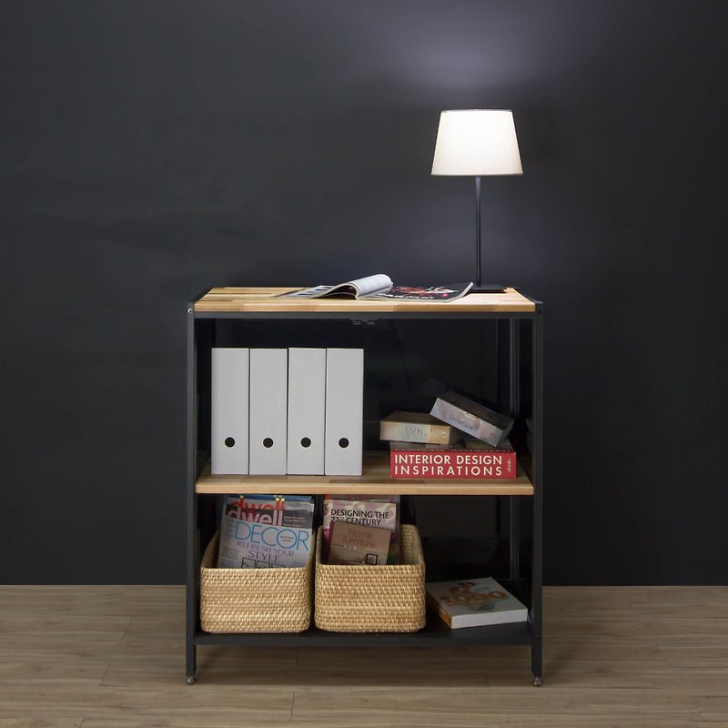 Creesor-Shido 40 Industrial Wind Bookcase Entrance Cabinet Storage Cabinet Bookshelf - ชั้นวางหนังสือ - โลหะ สีดำ