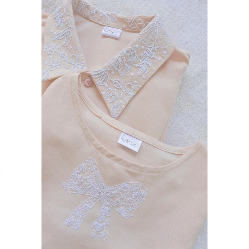 Peach sleeveless linen shirt - 女上衣/長袖上衣 - 棉．麻 粉紅色