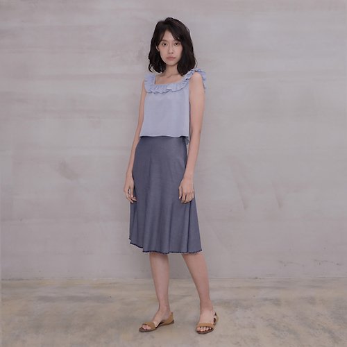 6ix pm ◐   六點生活服飾 復古織紋波浪裙 Vintage Print Flared Skirt