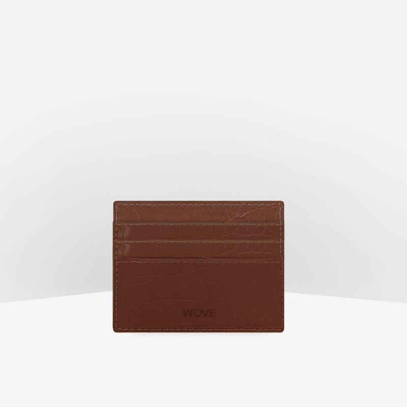 WOVE - Card Holder (Croco Texture) in Cocoa - Other - Faux Leather Brown