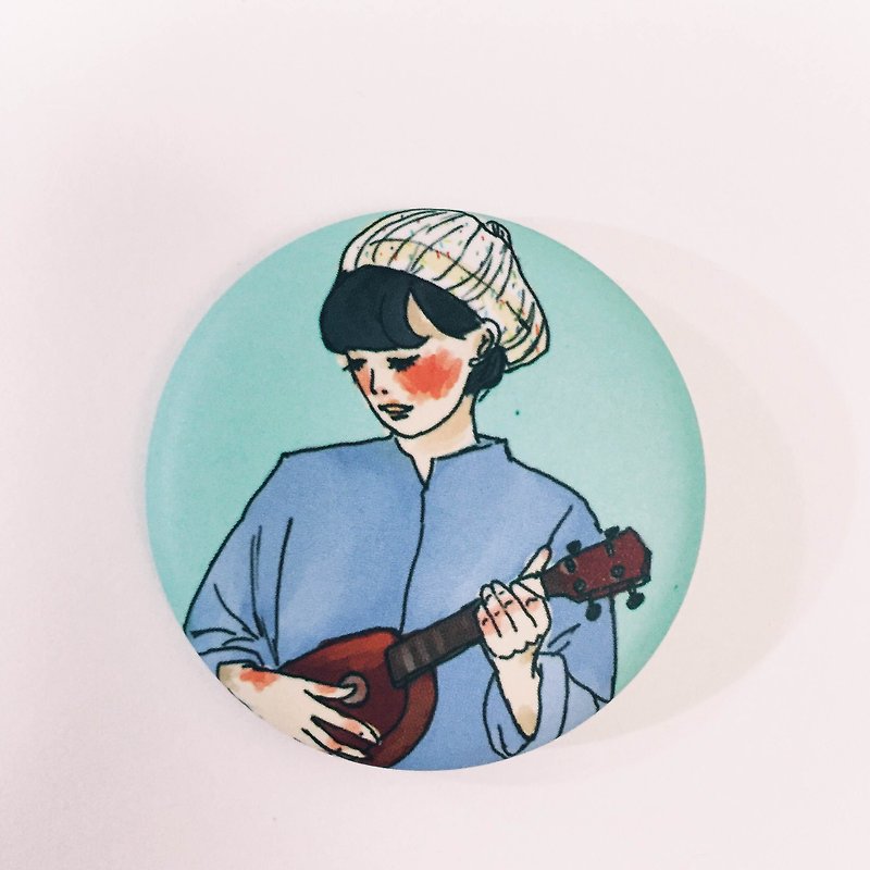 Ukulele Girl Button - Badges & Pins - Plastic 