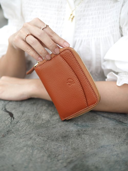 Charin Penni (Caramel) : Zip wallet, Short wallet, Leather, Orange-brown, mini wallet